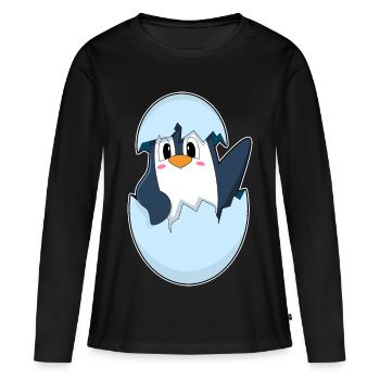 Pinguin Eierschale - Frauen Premium Bio Langarmshirt - Schwarz - Vorne - Julia (174cm)