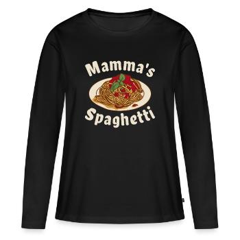 Mamma's Spaghetti - Frauen Premium Bio Langarmshirt - Schwarz - Vorne - Julia (174cm)