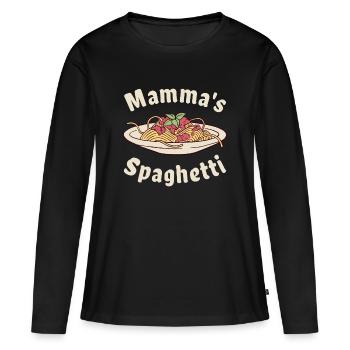 Mamma's Spaghetti - Frauen Premium Bio Langarmshirt - Schwarz - Vorne - Julia (174cm)