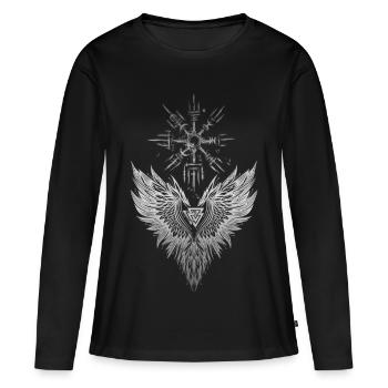 Corbeau Odin Vegvisir Valknut - T-shirt manches longues Premium bio Femme - noir - Devant - Julia (174cm)