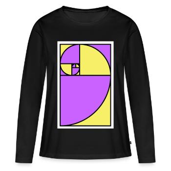 Spirale du nombre d’or - T-shirt manches longues Premium bio Femme - noir - Devant - Julia (174cm)