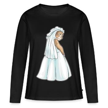 Singe Voile de mariée Mariage - T-shirt manches longues Premium bio Femme - noir - Devant - Julia (174cm)
