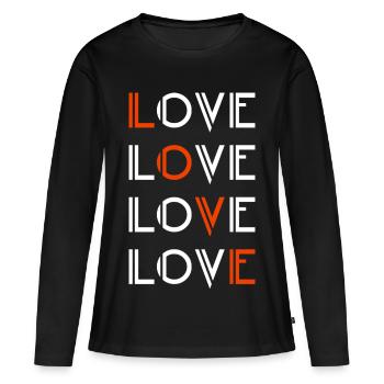 Amour / Liebe - T-shirt manches longues Premium bio Femme - noir - Devant - Julia (174cm)
