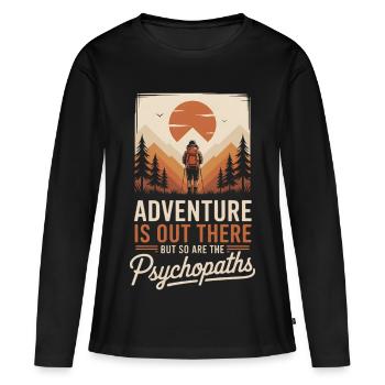 Randonneurs dans le panorama montagneux - T-shirt manches longues Premium bio Femme - noir - Devant - Julia (174cm)