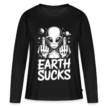 Doigt Puant Extraterrestre - T-shirt manches longues Premium bio Femme - noir - Devant - Julia (174cm)