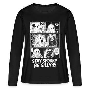 Reste effrayant, sois un fantôme idiot - T-shirt manches longues Premium bio Femme - noir - Devant - Julia (174cm)