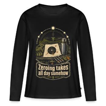 Arbalète Arbalète Mise à zéro prend toute la journée - T-shirt manches longues Premium bio Femme - noir - Devant - Julia (174cm)