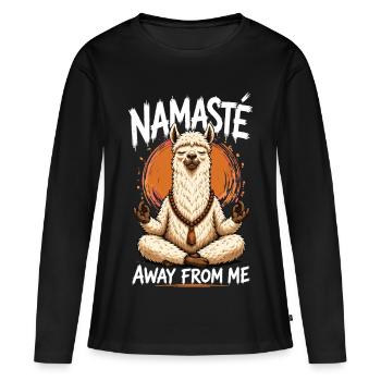 Motif de méditation yoga Namasté Lama - T-shirt manches longues Premium bio Femme - noir - Devant - Julia (174cm)