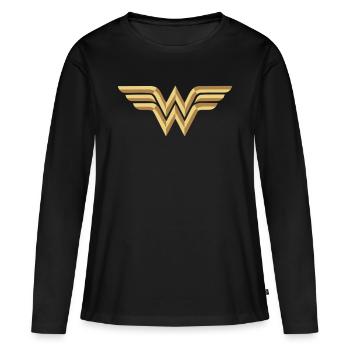 Wonder Woman Logo - Women's Premium Organic Long Sleeve Shirt - black - Front - Julia (174cm)