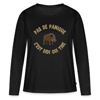 Pas de Panique C est Didi Qui Tire - T-shirt manches longues Premium bio Femme - noir - Devant - Julia (174cm)