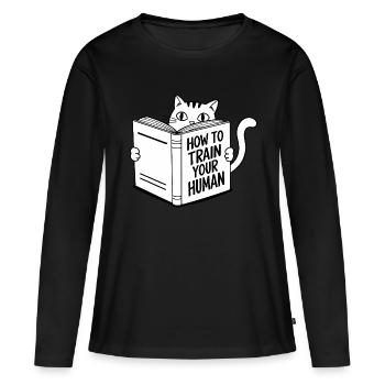 Drôle de chat - T-shirt manches longues Premium bio Femme - noir - Devant - Julia (174cm)