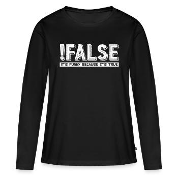 Faux grapic drôle - T-shirt manches longues Premium bio Femme - noir - Devant - Julia (174cm)