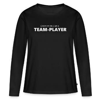 Teamplayer 5 (2174) - Frauen Premium Bio Langarmshirt - Schwarz - Vorne - Julia (174cm)