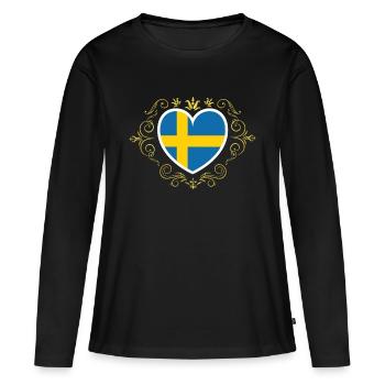 Suède drapeau suédois drapeau blason drapeau - T-shirt manches longues Premium bio Femme - noir - Devant - Julia (174cm)
