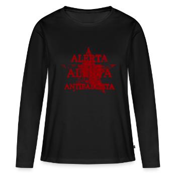 ALERTA ALERTA ANTIFASCHISMUS - Frauen Premium Bio Langarmshirt - Schwarz - Vorne - Julia (174cm)