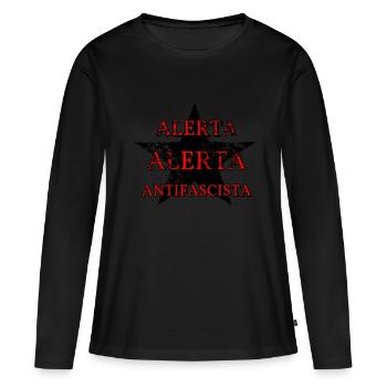 Star antifasciste pour l’AUTODÉTERMINATION - T-shirt manches longues Premium bio Femme - noir - Devant - Julia (174cm)