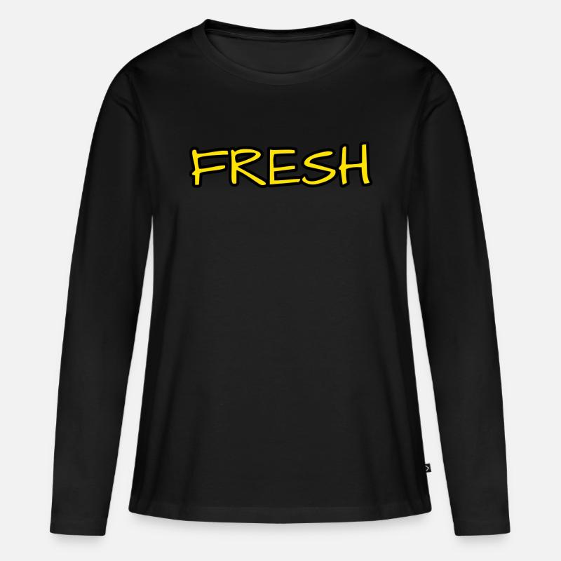 FRESH - Frauen Premium Bio Langarmshirt - Schwarz