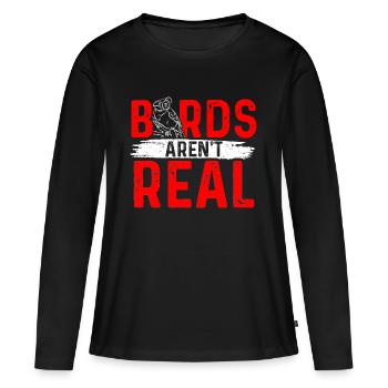 Les oiseaux ne sont pas réels - T-shirt manches longues Premium bio Femme - noir - Devant - Julia (174cm)