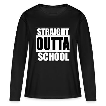 Straight outta school - Rap, Compton - Frauen Premium Bio Langarmshirt - Schwarz - Vorne - Julia (174cm)