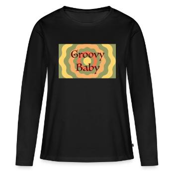 Groovy Baby - Frauen Premium Bio Langarmshirt - Schwarz - Vorne - Julia (174cm)