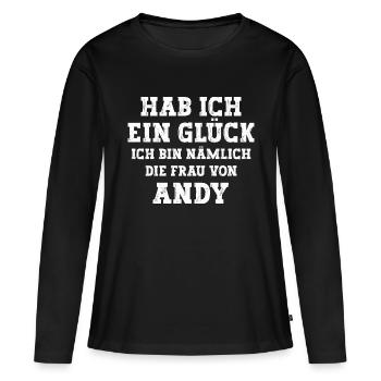 Ich bin die Frau von Andy Hochzeit - Frauen Premium Bio Langarmshirt - Schwarz - Vorne - Julia (174cm)