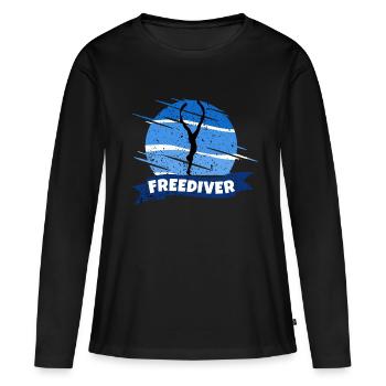Freediver - Women's Premium Organic Long Sleeve Shirt - black - Front - Julia (174cm)