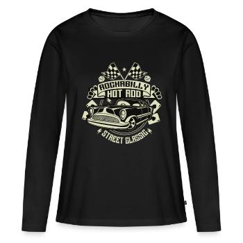 Rockabilly Hotrod. Retro Vintage Fifties Sixties - Frauen Premium Bio Langarmshirt - Schwarz - Vorne - Julia (174cm)