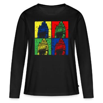 Big Ben Vintage - T-shirt manches longues Premium bio Femme - noir - Devant - Julia (174cm)