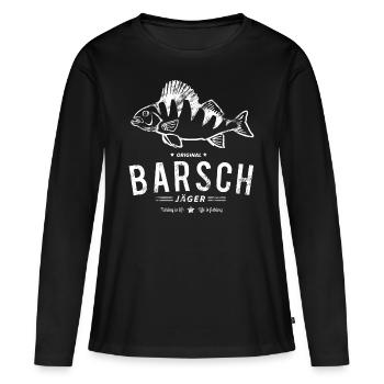 LetzterWurf Barsch Jaeger Angeln - Frauen Premium Bio Langarmshirt - Schwarz - Vorne - Julia (174cm)