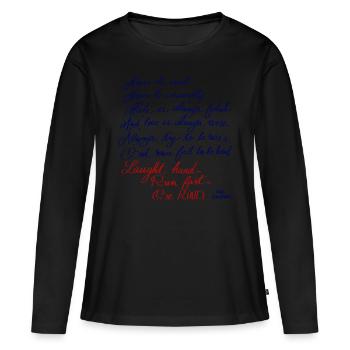 Sei nett - Frauen Premium Bio Langarmshirt - Schwarz - Vorne - Julia (174cm)