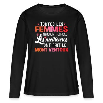 Mont Ventoux Cycliste Montagne Randonnée Alpes - T-shirt manches longues Premium bio Femme - noir - Devant - Julia (174cm)