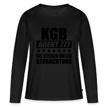 95 KGB AGENT 777 Sie stehen unter Beobachtung - Frauen Premium Bio Langarmshirt - Schwarz - Vorne - Julia (174cm)