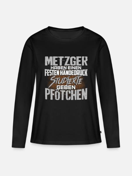METZGER - fest - Frauen Premium Bio Langarmshirt - Schwarz