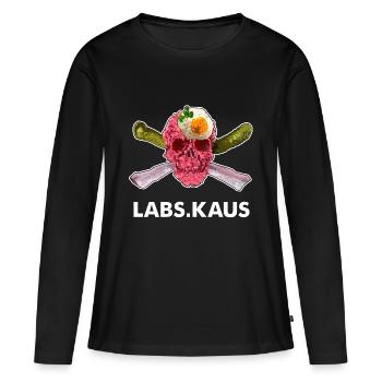 Labs.kaus - Frauen Premium Bio Langarmshirt - Schwarz - Vorne - Julia (174cm)
