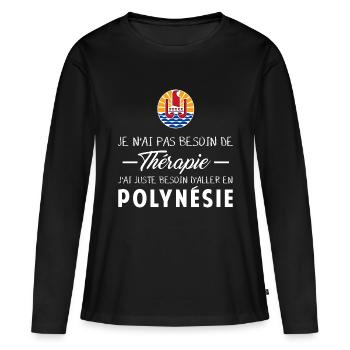 Thérapie Polynésie - T-shirt manches longues Premium bio Femme - noir - Devant - Julia (174cm)