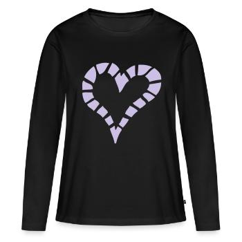 coeur valentin decoupe - T-shirt manches longues Premium bio Femme - noir - Devant - Julia (174cm)