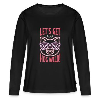 Neon cochon laisse Sauvage Fêter T-shirt cadeau - T-shirt manches longues Premium bio Femme - noir - Devant - Julia (174cm)