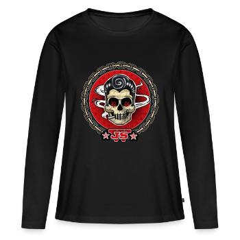 johnny boy - T-shirt manches longues Premium bio Femme - noir - Devant - Julia (174cm)