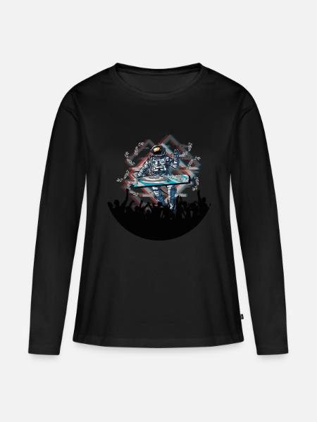 Dj - Frauen Premium Bio Langarmshirt - Schwarz