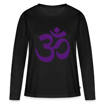 om signe chakra mantra amour énergie violet - T-shirt manches longues Premium bio Femme - noir - Devant - Julia (174cm)