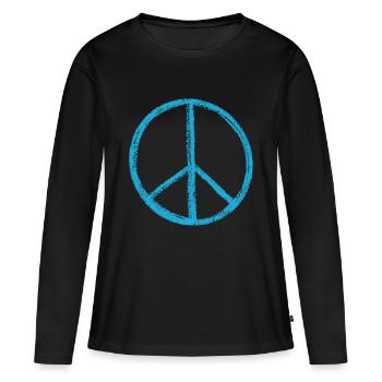 Sign de paix - T-shirt manches longues Premium bio Femme - noir - Devant - Julia (174cm)