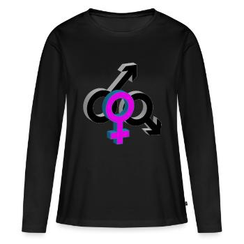 Wifesharing 3D Druck - Frauen Premium Bio Langarmshirt - Schwarz - Vorne - Julia (174cm)