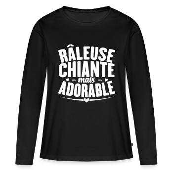 Râleuse Chiante Mais Adorable Cadeau Mignon Drôle - T-shirt manches longues Premium bio Femme - noir - Devant - Julia (174cm)