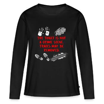 Les toilettes ne sont pas une scène de crime. - T-shirt manches longues Premium bio Femme - noir - Devant - Julia (174cm)
