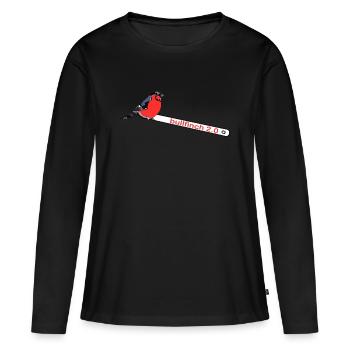 Bouvreuil 2.0. animal, oiseau, pinceau, peinture - T-shirt manches longues Premium bio Femme - noir - Devant - Julia (174cm)