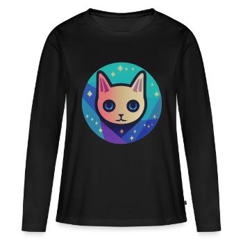Astro Chat - T-shirt manches longues Premium bio Femme - noir - Devant - Julia (174cm)