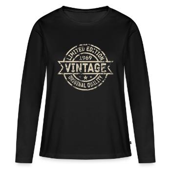 1969 Anniversaire Naissance Millésime - T-shirt manches longues Premium bio Femme - noir - Devant - Julia (174cm)