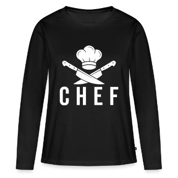 Chefkoch - Frauen Premium Bio Langarmshirt - Schwarz - Vorne - Julia (174cm)