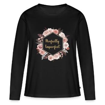 perfectly imperfect - Frauen Premium Bio Langarmshirt - Schwarz - Vorne - Julia (174cm)