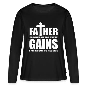 Gains reçus devis - T-shirt manches longues Premium bio Femme - noir - Devant - Julia (174cm)